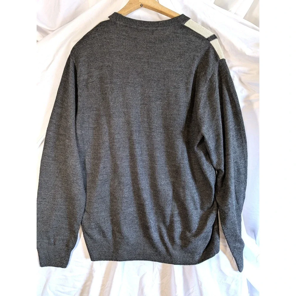 Dockers Men's Gray/Cream Argyle Sweater-Size L Preppy Grandpacore Raised Ridges